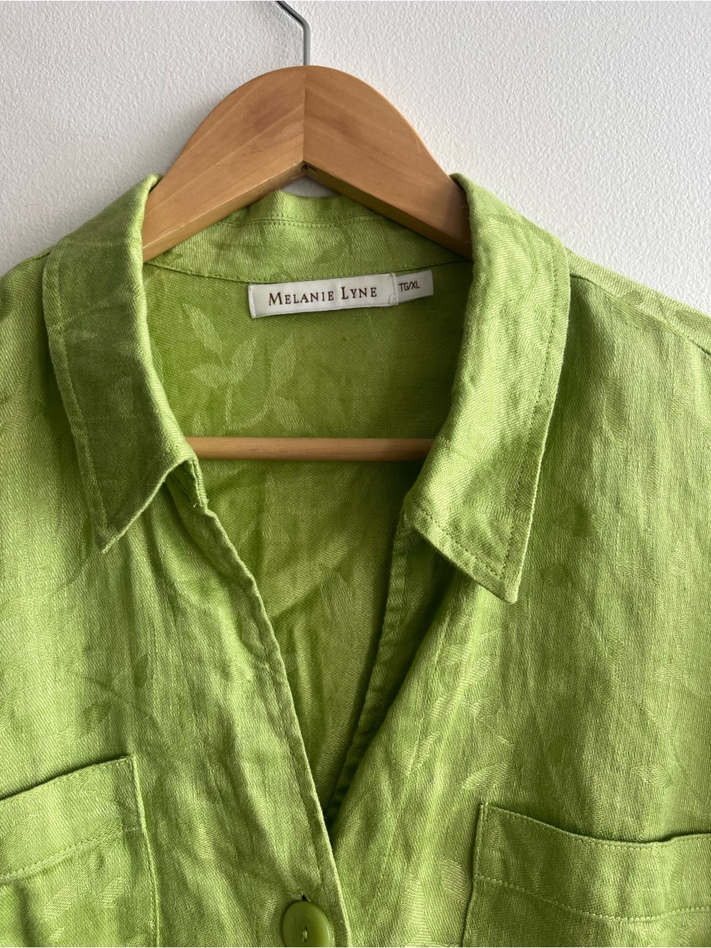 Melanie Lyne Lime Green Linen Blazer Jacket | Coastal Grandmother Summer Size XL - Picture 2 of 9